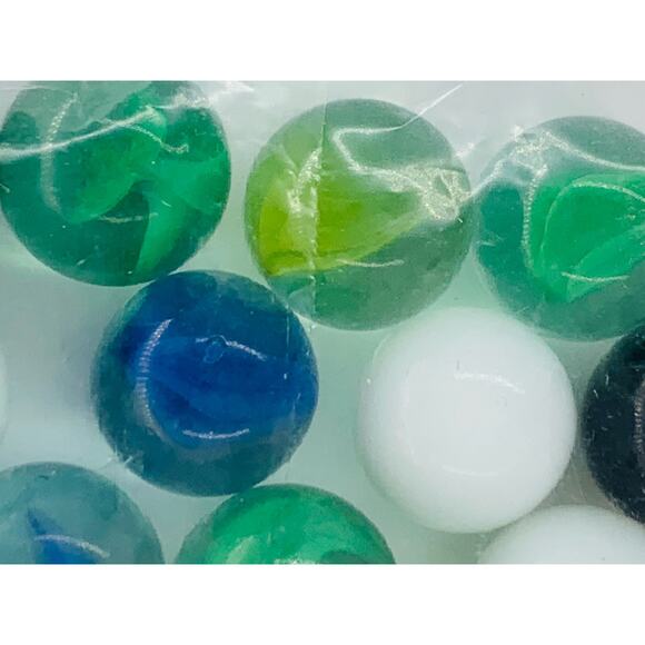 Marbles Lot Vintage Glass White Black Ribbon Clear Green Yellow Blue Red Lot 50 - Picture 3 of 6